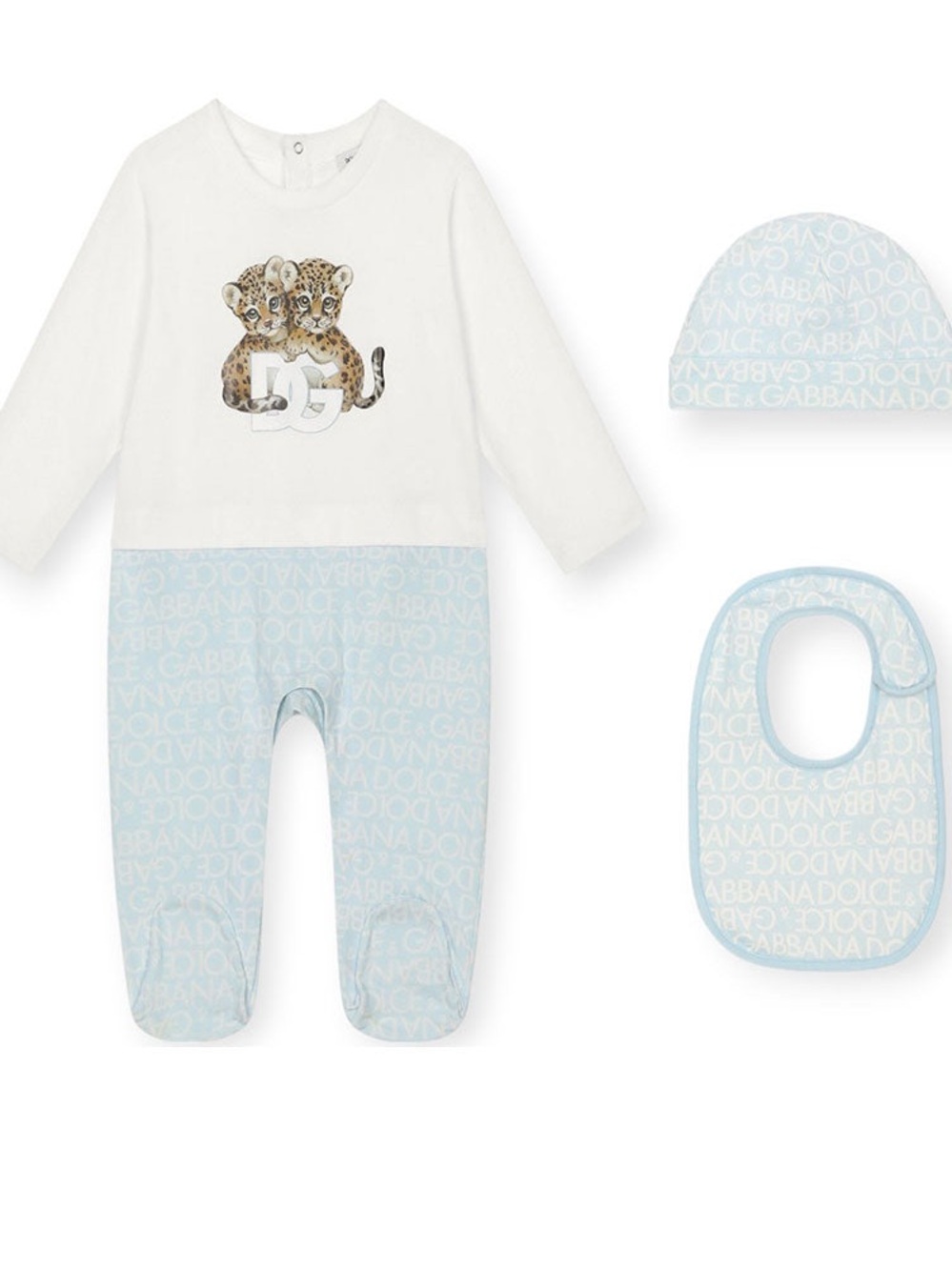 Dolce & Gabbana White with Leopard Detail Onesie set